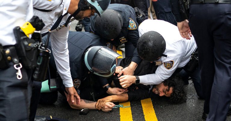 At Chaotic Rally in Brooklyn, Police Violently Confront Protesters