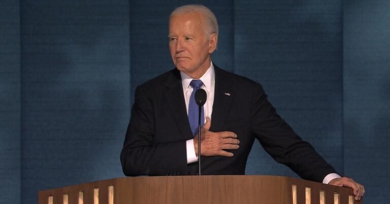 Biden takes DNC stage to make case for Harris’ presidency